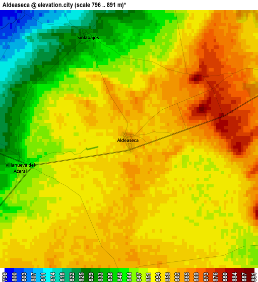 Aldeaseca elevation map