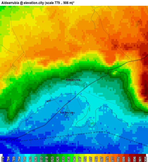 Aldearrubia elevation map