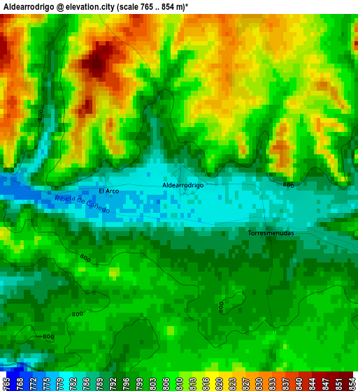 Aldearrodrigo elevation map