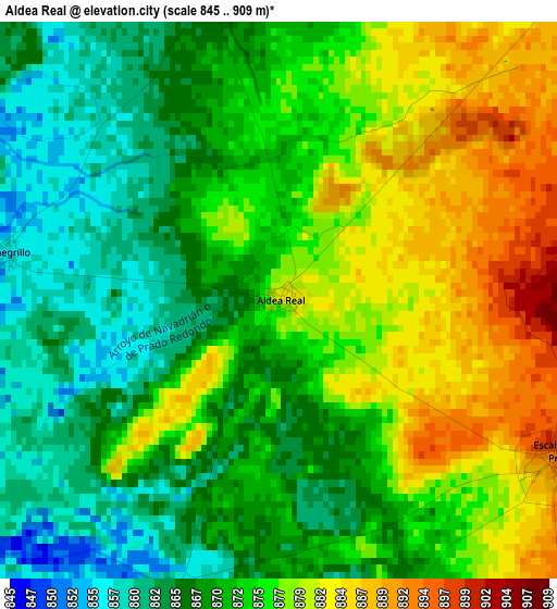 Aldea Real elevation map