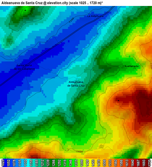 Aldeanueva de Santa Cruz elevation map