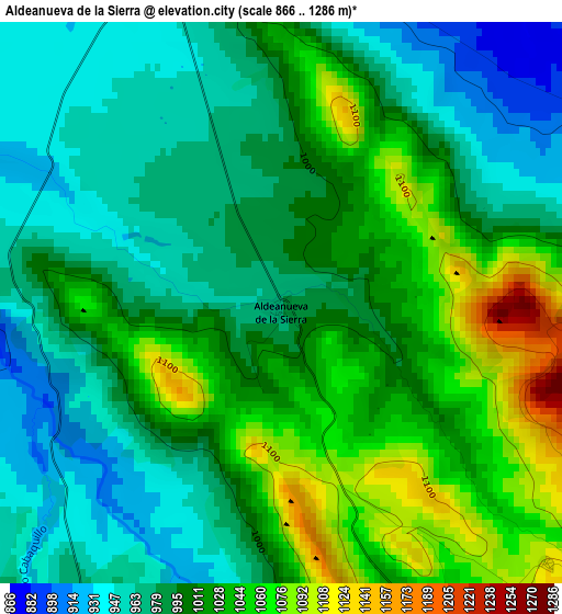 Aldeanueva de la Sierra elevation map