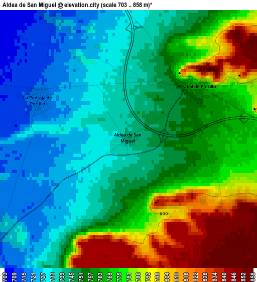 Aldea de San Miguel elevation map