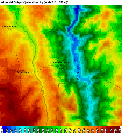 Aldea del Obispo elevation map