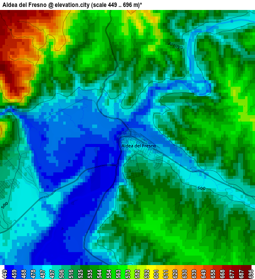 Aldea del Fresno elevation map