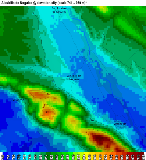 Alcubilla de Nogales elevation map