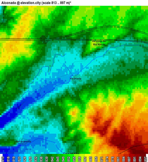 Alconada elevation map