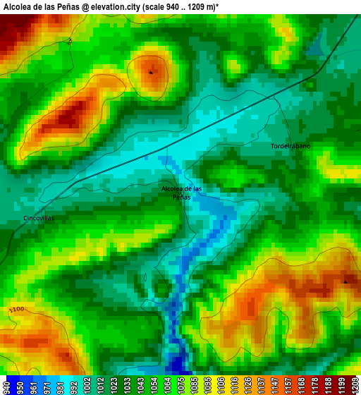 Alcolea de las Peñas elevation map