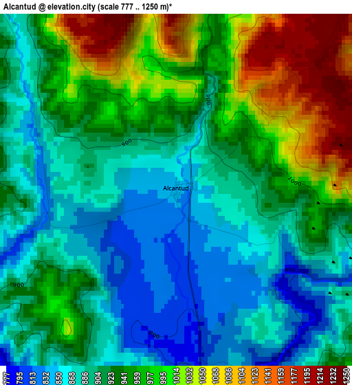 Alcantud elevation map