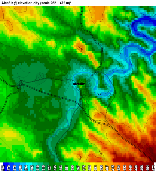 Alcañiz elevation map