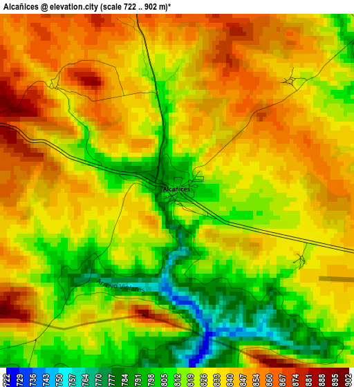 Alcañices elevation map