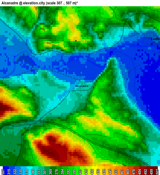 Alcanadre elevation map