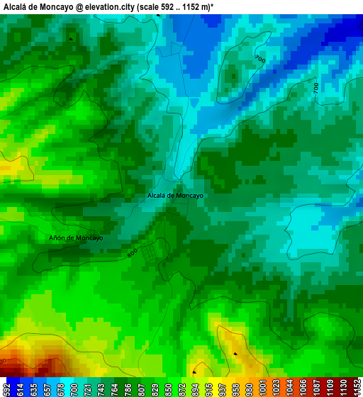 Alcalá de Moncayo elevation map