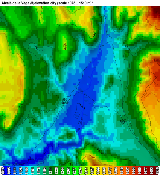 Alcalá de la Vega elevation map