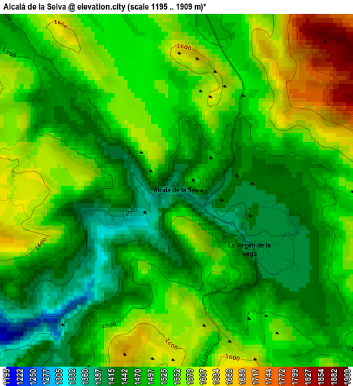 Alcalá de la Selva elevation map