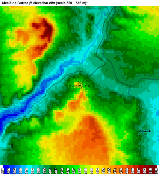 Alcalá de Gurrea elevation map