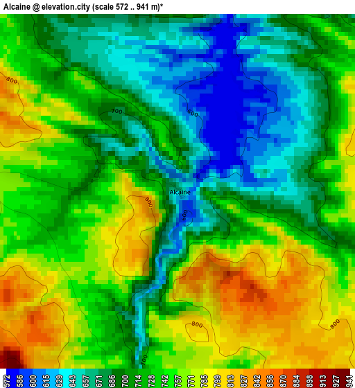 Alcaine elevation map