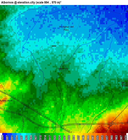 Albornos elevation map