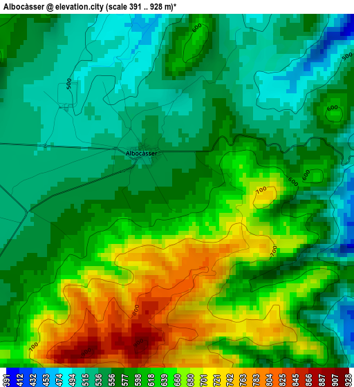 Albocàsser elevation map