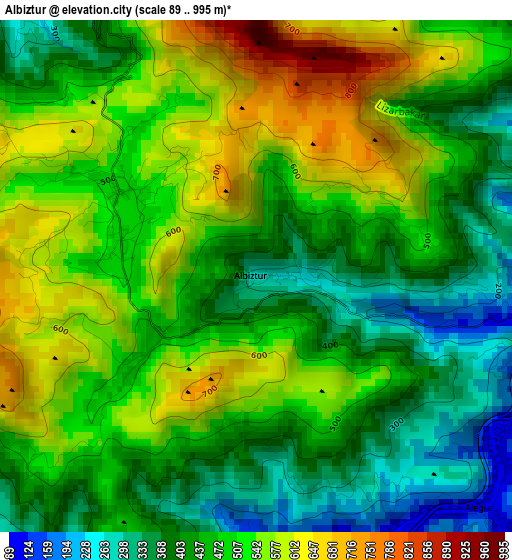Albiztur elevation map