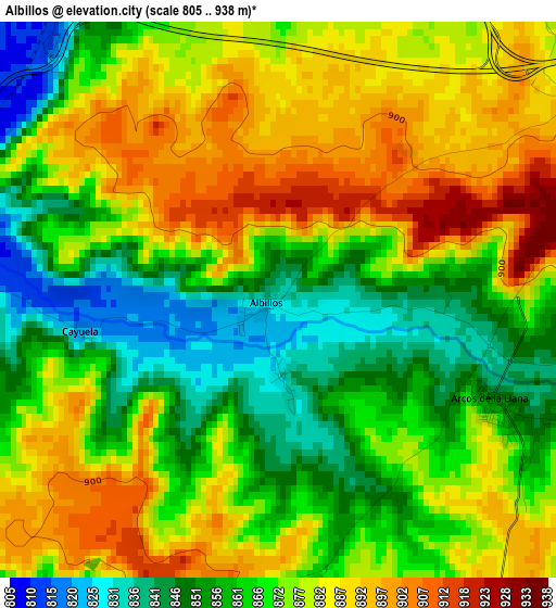 Albillos elevation map