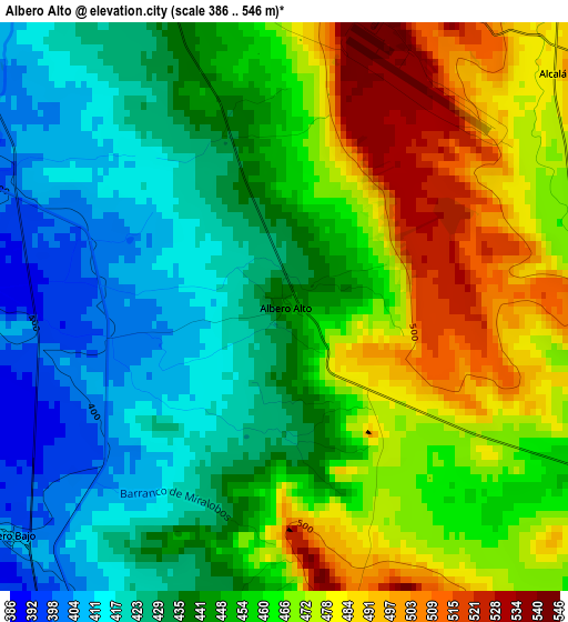 Albero Alto elevation map