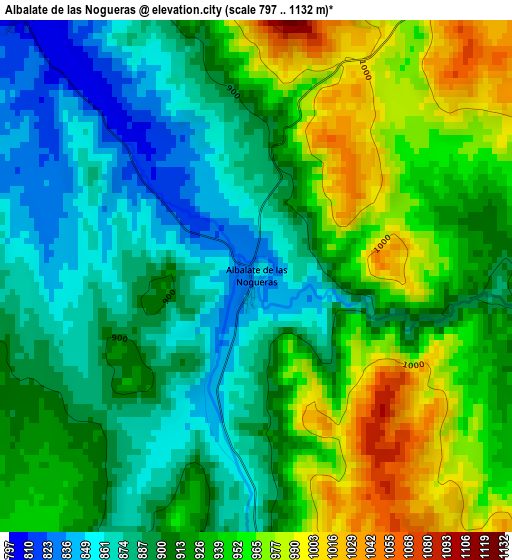 Albalate de las Nogueras elevation map