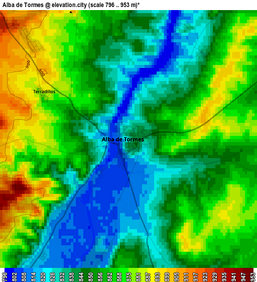 Alba de Tormes elevation map