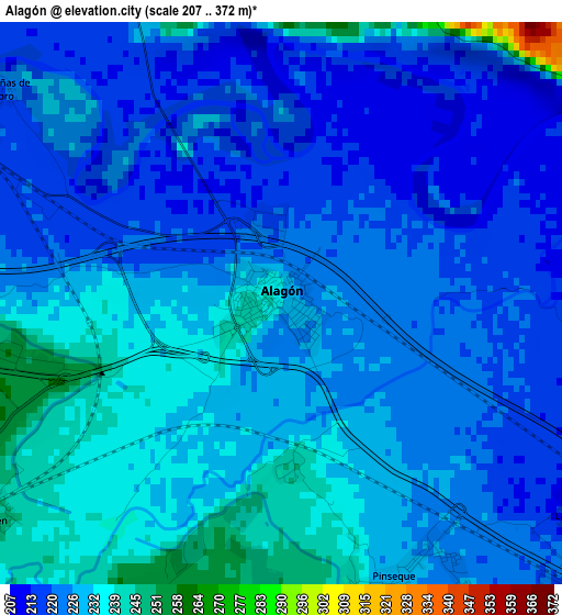 Alagón elevation map