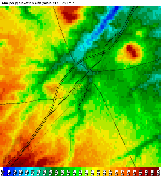 Alaejos elevation map