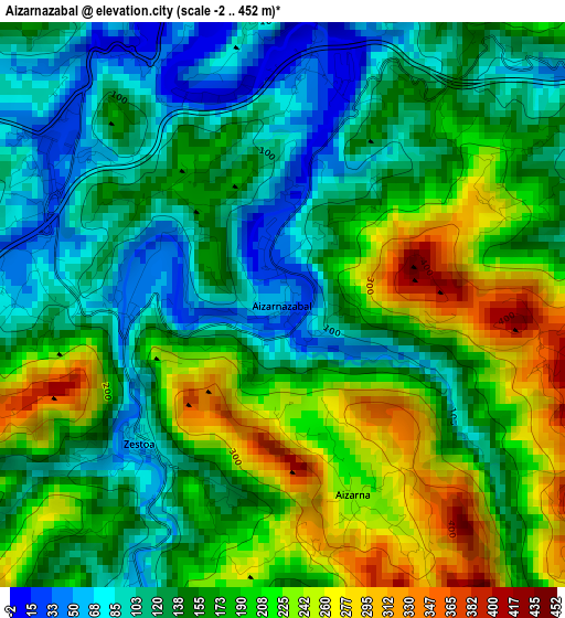 Aizarnazabal elevation map