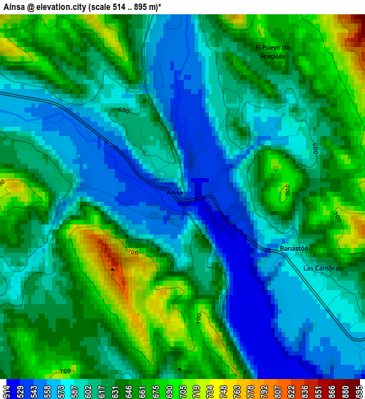 Aínsa elevation map