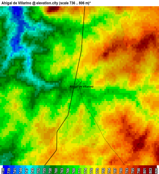 Ahigal de Villarino elevation map