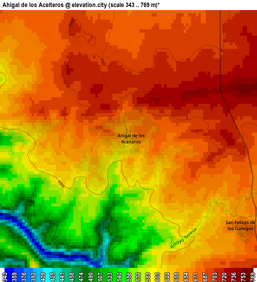 Ahigal de los Aceiteros elevation map