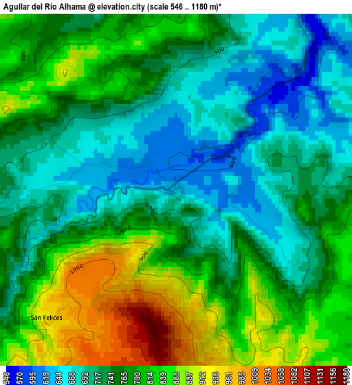 Aguilar del Río Alhama elevation map