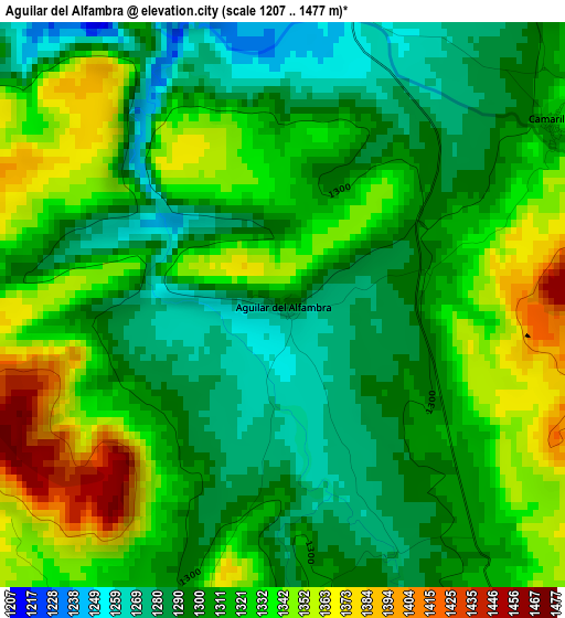 Aguilar del Alfambra elevation map