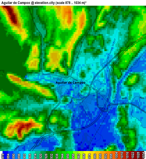 Aguilar de Campoo elevation map