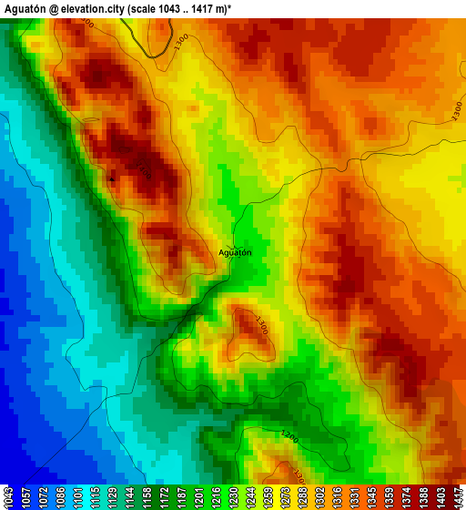 Aguatón elevation map