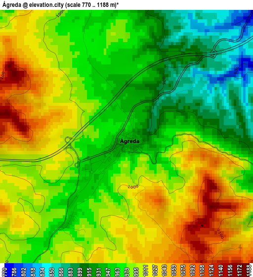 Ágreda elevation map