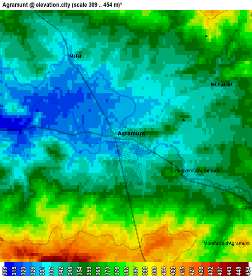 Agramunt elevation map