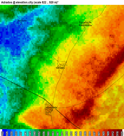 Adrados elevation map