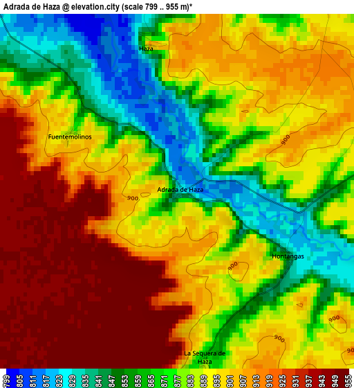 Adrada de Haza elevation map