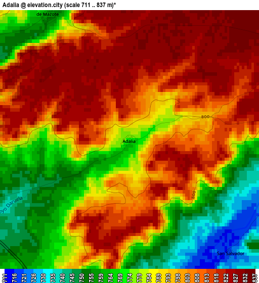 Adalia elevation map