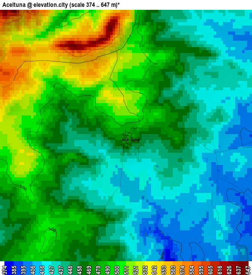 Aceituna elevation map