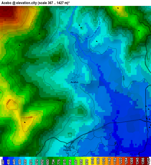 Acebo elevation map