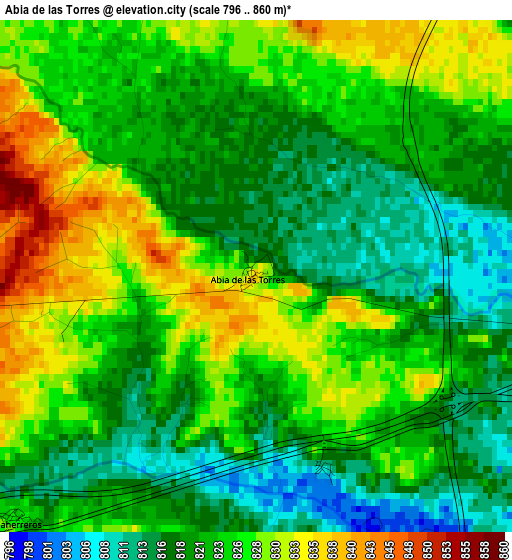 Abia de las Torres elevation map