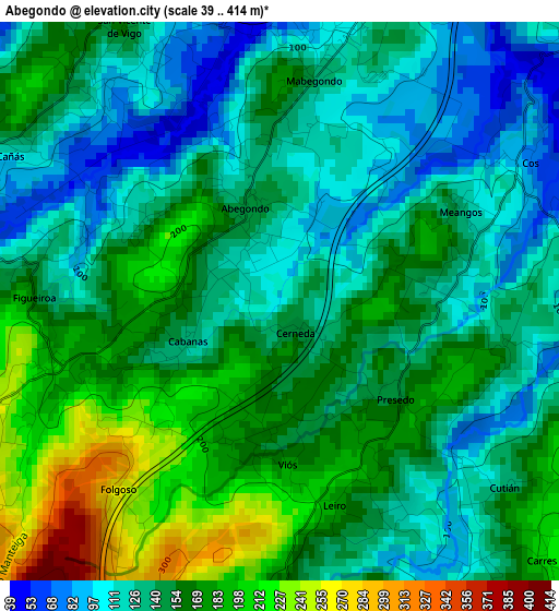 Abegondo elevation map