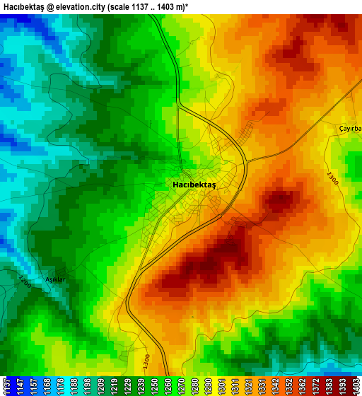 Hacıbektaş elevation map