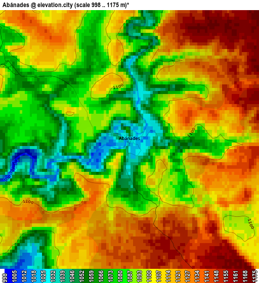 Abánades elevation map