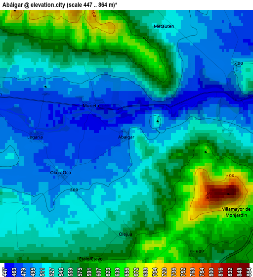 Abáigar elevation map